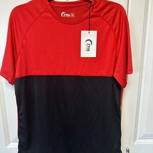 ZYIA Men's Two-Tone Red and Black Athletic Tee NWT